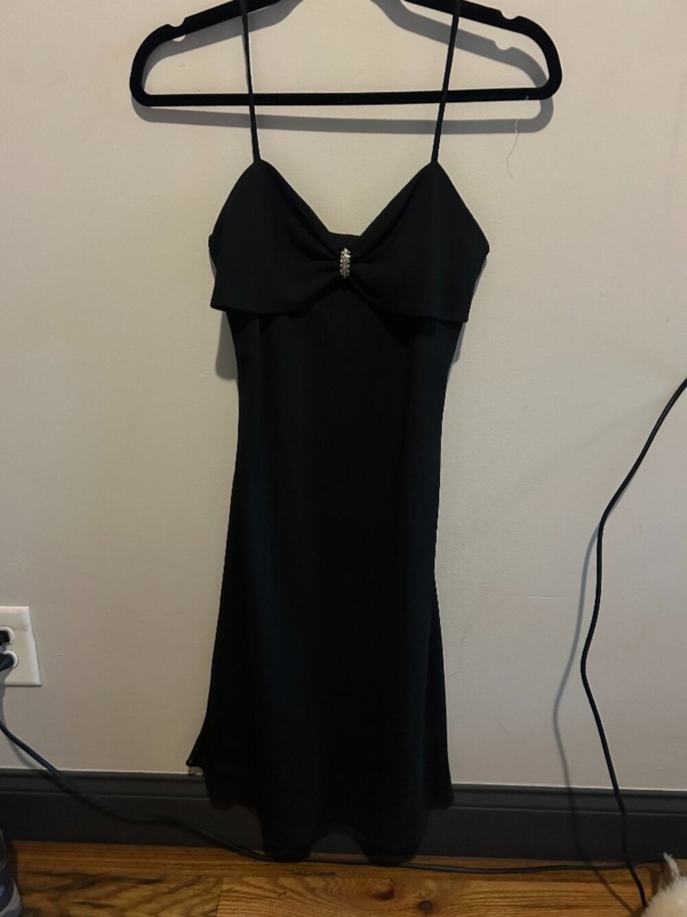 Alyn Paige Black Cowl Neck Rhinestone Strap Evening Dress Size Unspecified